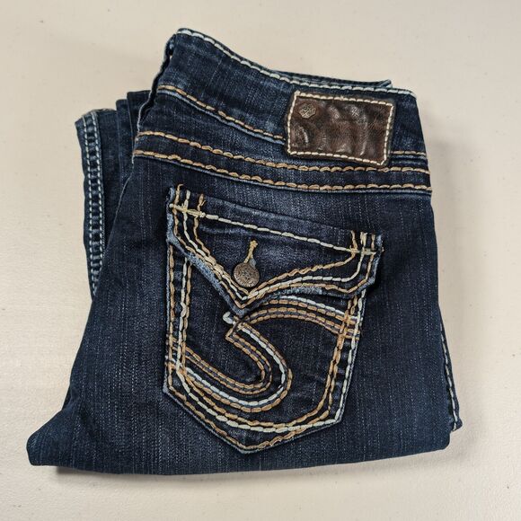 Silver Co Jeans Womens Size 28 Mckenzie Dark Blue Boot Cut Jeans Western - Picture 1 of 8